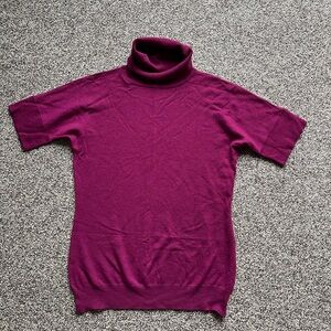 NEW Theory Magenta Purple 100% Cashmere Turtleneck Sweater Top S